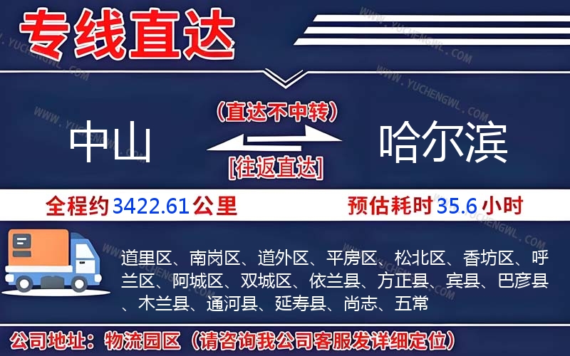 中山到哈爾濱物流公司