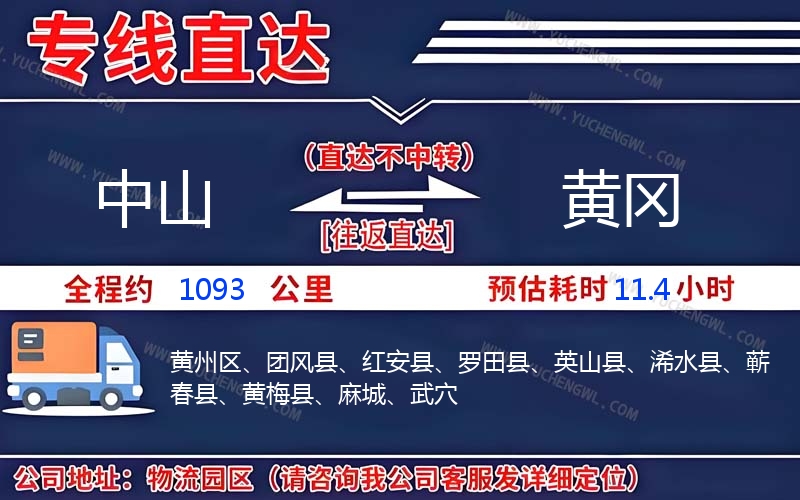 中山到黃岡物流公司