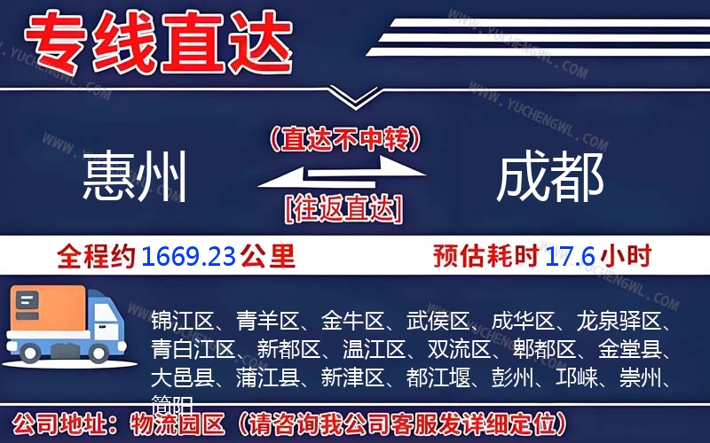 惠州到成都物流公司