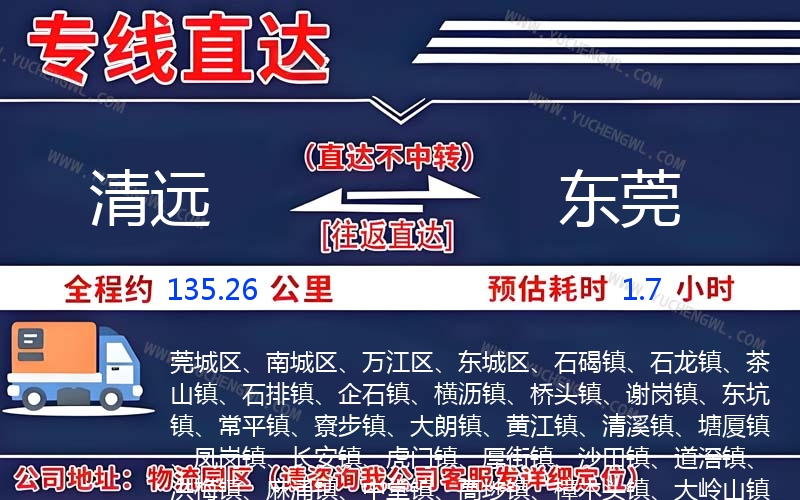 清遠到東莞物流公司