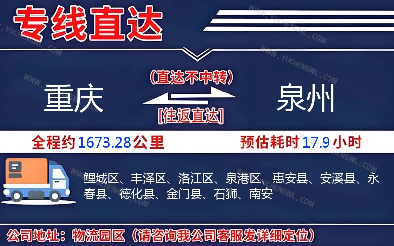 重慶到泉州物流公司