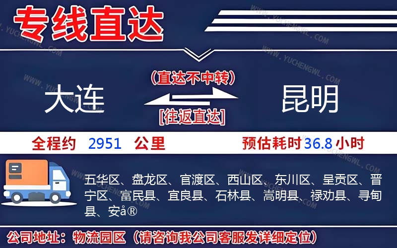 大連到昆明物流公司