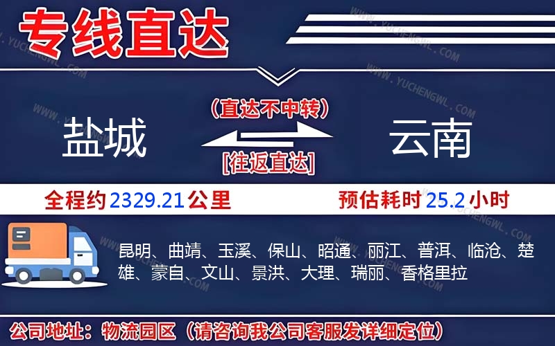 鹽城到云南物流公司