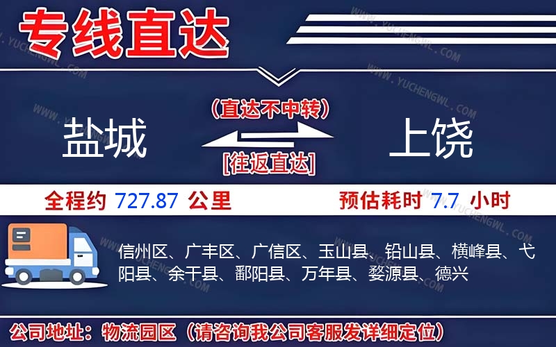 鹽城到上饒物流公司