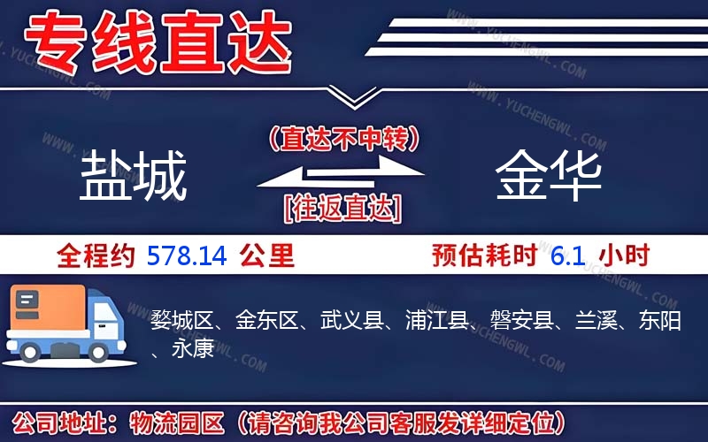 鹽城到金華物流公司