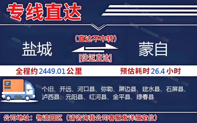 鹽城到蒙自物流公司