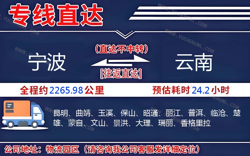 寧波到云南物流公司