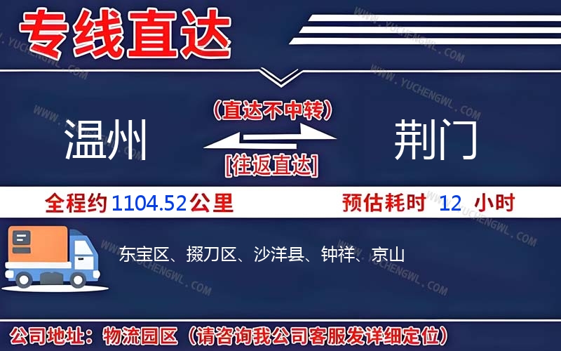 溫州到荊門物流公司
