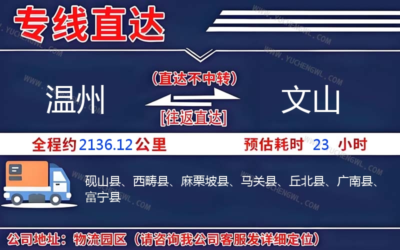 溫州到文山物流公司
