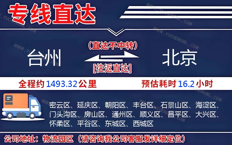 臺州到北京物流公司