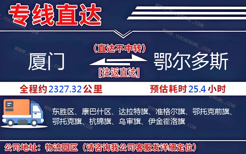 廈門到鄂爾多斯物流公司
